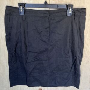 Eileen Fisher Womens Size 12 Black Dark Grey Linen Blend Belt Loop Skirt